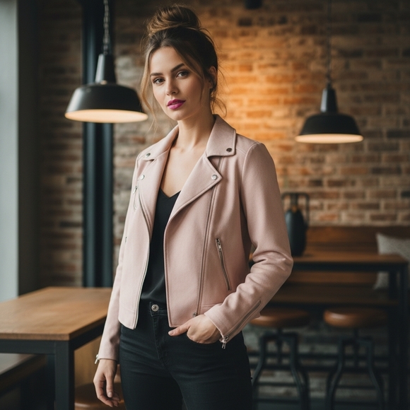 Kenneth Cole Jackets & Blazers - Kenneth Cole Pinkish-Nude Moto Jacket Size S